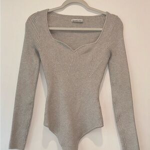 Abercrombie & Fitch bodysuit, size Medium in light beige.